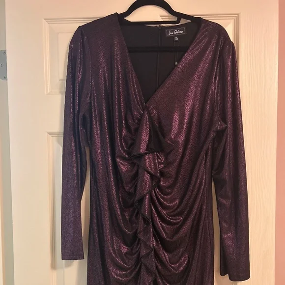 fluid long sleeve satin faux wrap midi dress sam edelman Sam Edelman Fluid Long Sleeve Satin Faux Wrap Midi Dress In Copper